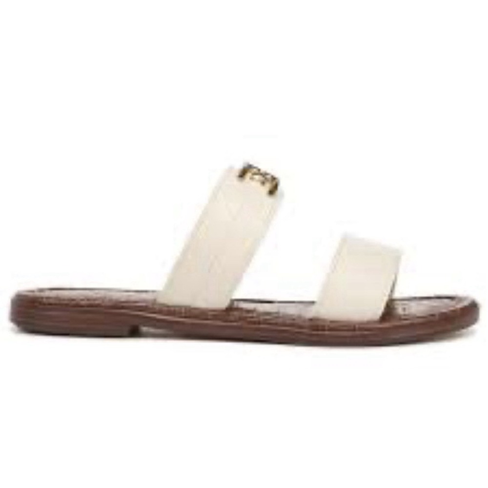 Sam Edelman Women's Gilles Flat Sandal Ivory Leather Size 8.5 Slide - Picture 2 of 13